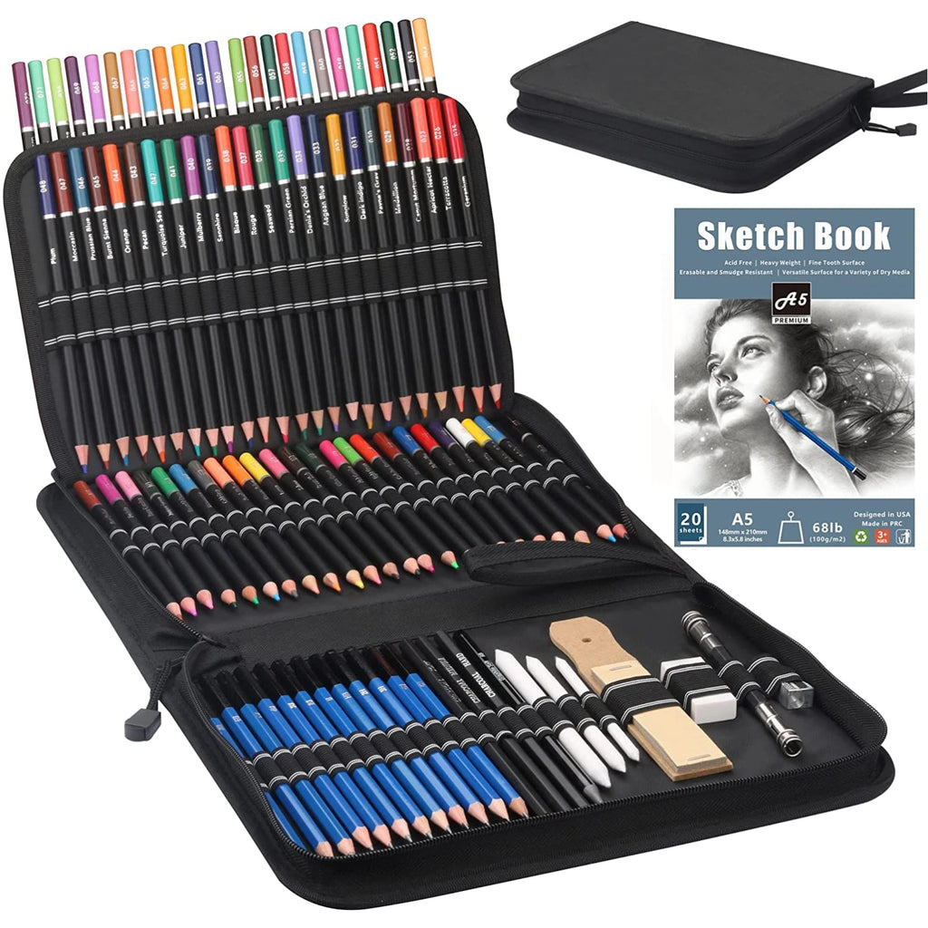 CowLost | art-pencils-product_id-96-piece-premium-drawing-pencil-set-with-72-colored-pencils-and-24-sketch-pencils-in-zippered-case |1