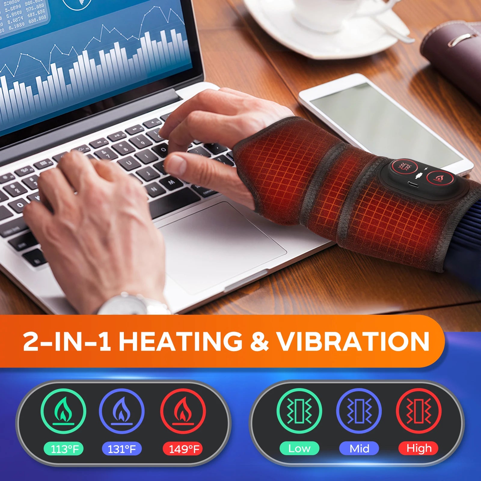CowLost | electric-heating-wrist-guard-3-levels-hot-compress-massage-wrist-brace-ankle |2