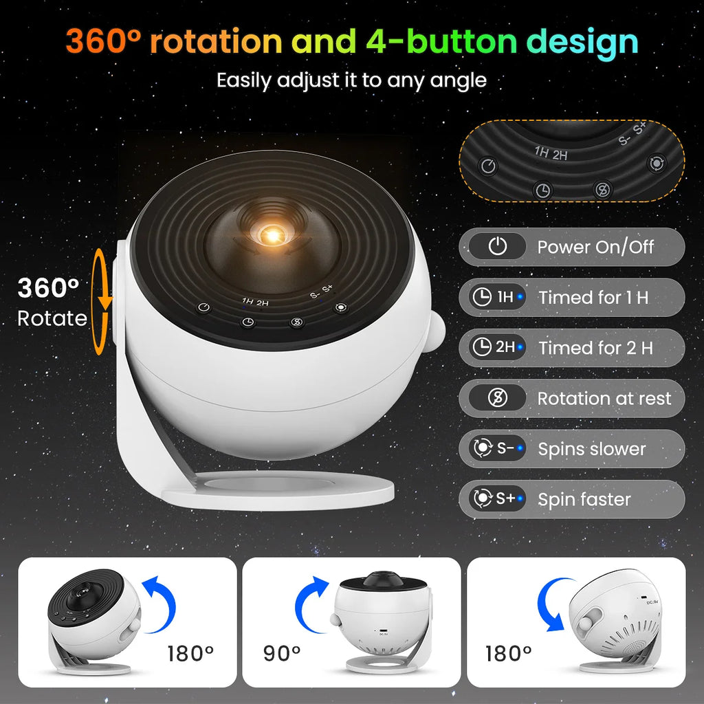 13-in-1 Starry Sky 4K HD Galaxy Planetarium Projector with Timer and Nebula Night Light