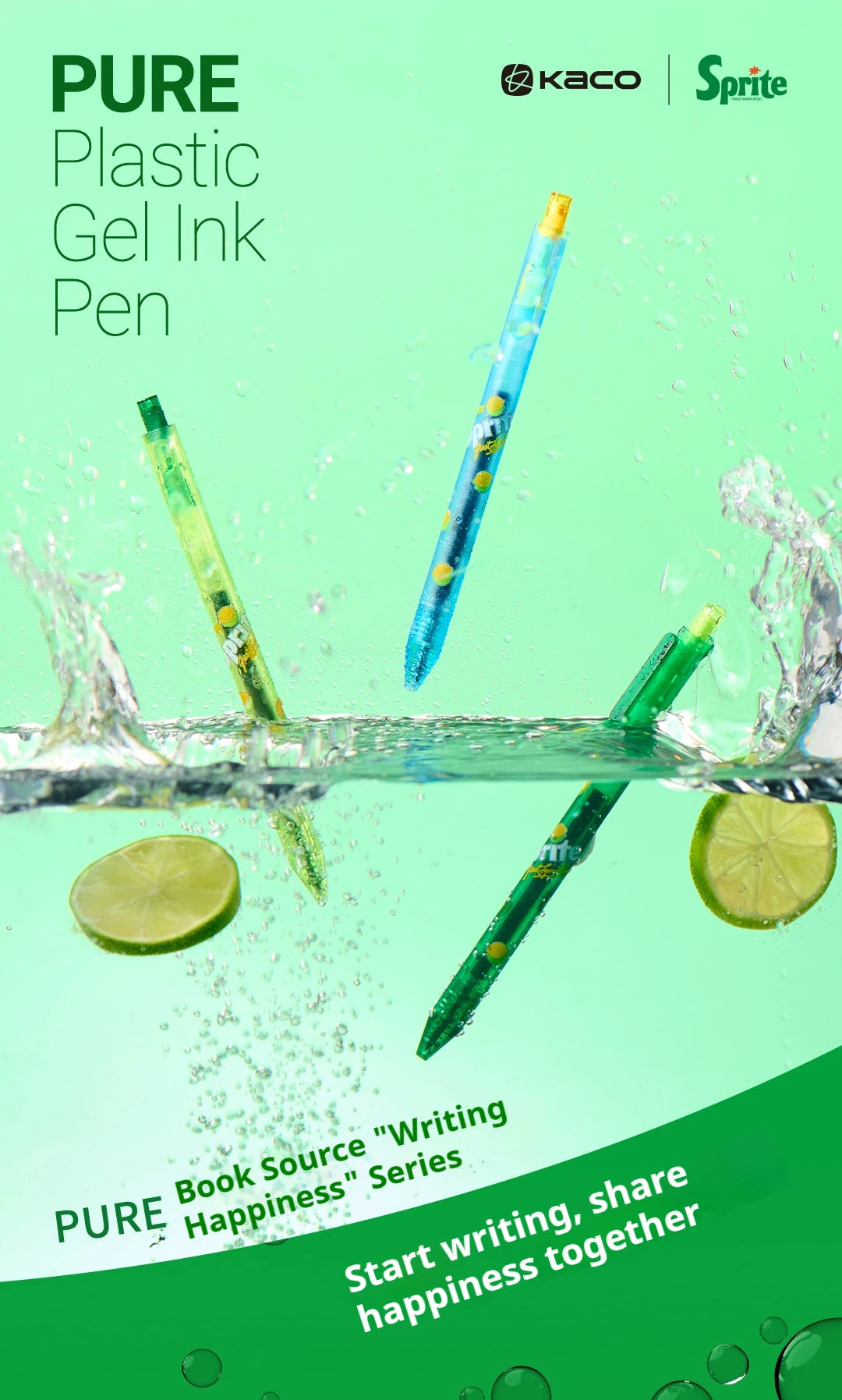 CowLost | product_id-kaco-x-sprite-3-pack-0-5mm-refillable-gel-pens-ultra-smooth-ink-for-office-study |6