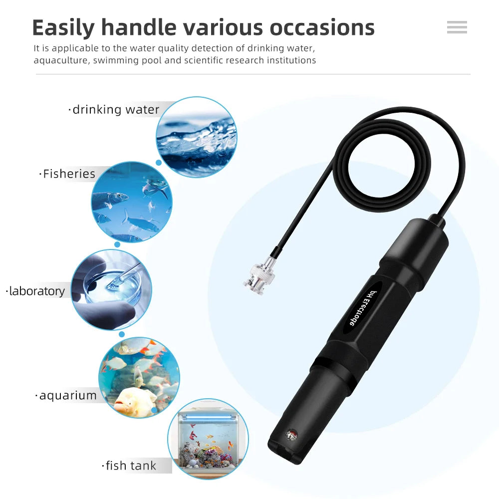 PH-201H 1.2m/2m Replacement pH Probe Electrode for Aquarium Hydroponic Laboratory Meter