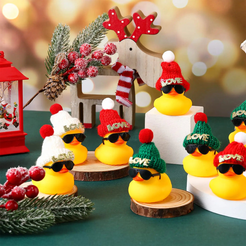 CowLost | product_id-6-12-24-mini-rubber-ducks-bulk-set-with-plush-hat-for-christmas-valentine-party-favor |2