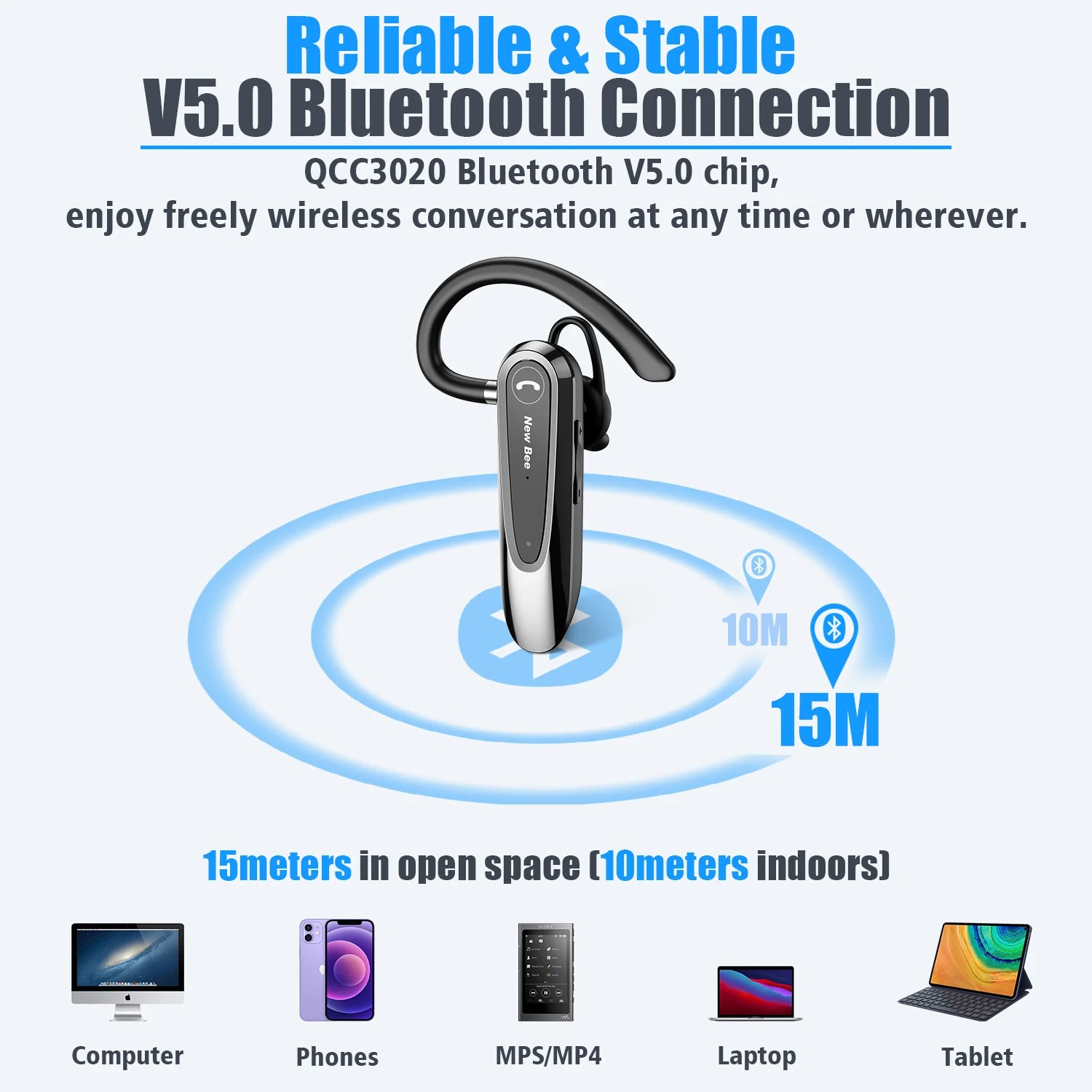 CowLost | new-bee-b45-bluetooth-5-0-earphones-dual-mic-mute-wireless-headset |5