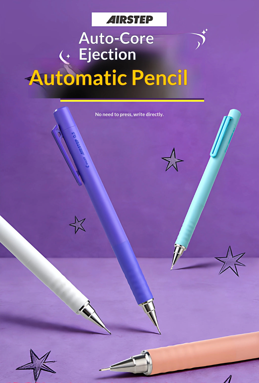 CowLost | product_id-pilot-airstep-has-15-0-5mm-mechanical-pencil-auto-lead-advance-colorful-barrel-stable-writing |7