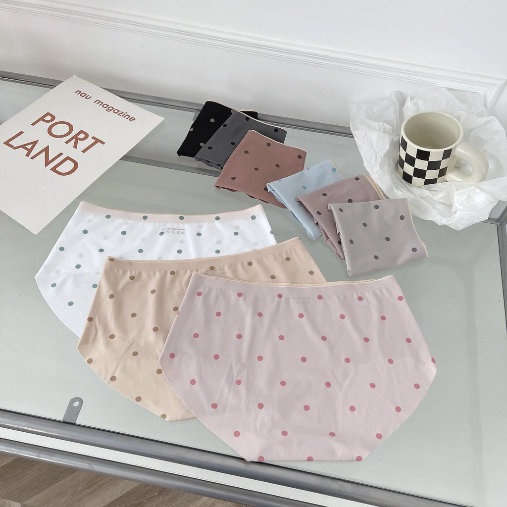 CowLost | product_id-women-seamless-mid-waist-dot-briefs-ice-silk-sexy-underwear |5