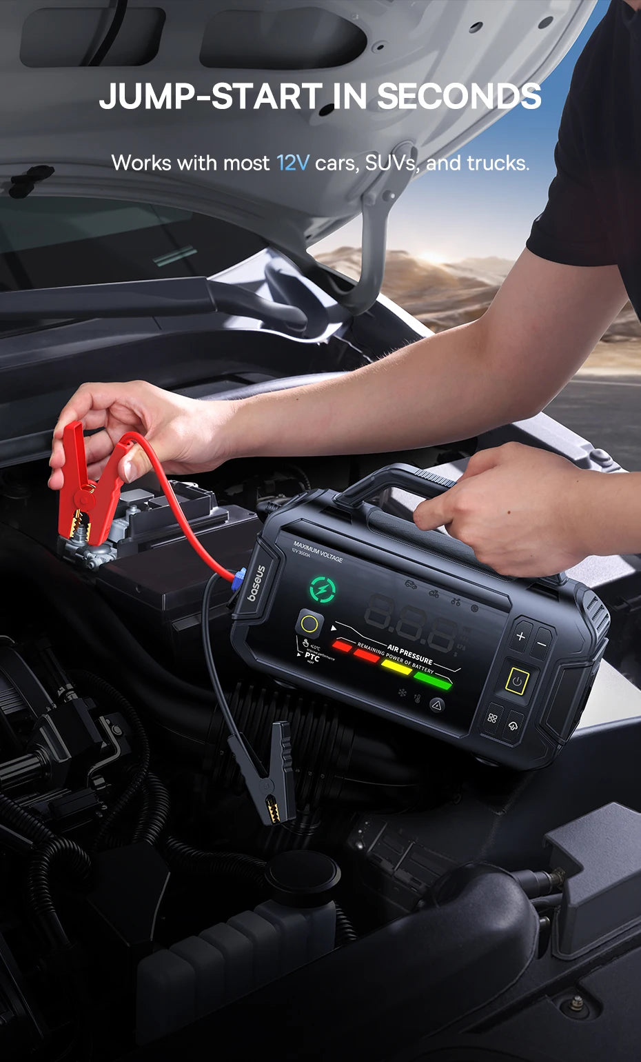 CowLost | baseus-vj1-3000a-car-jump-starter-4-in-1-air-compressor-21600mah-power-bank |9