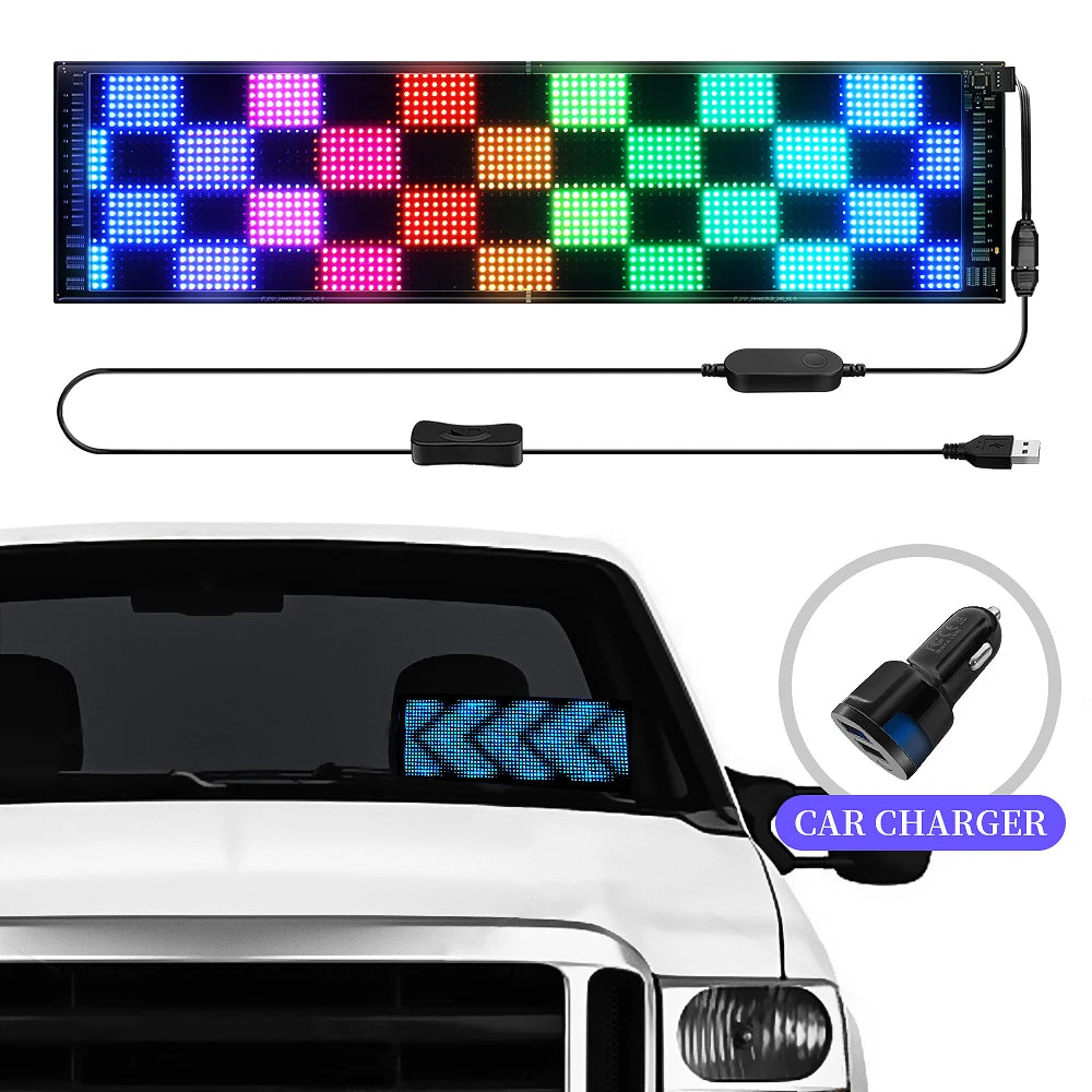 Double Layer RGB Flexible LED Display Panel with App Programmable Sign for Car, Shop, Hotel, Advertising