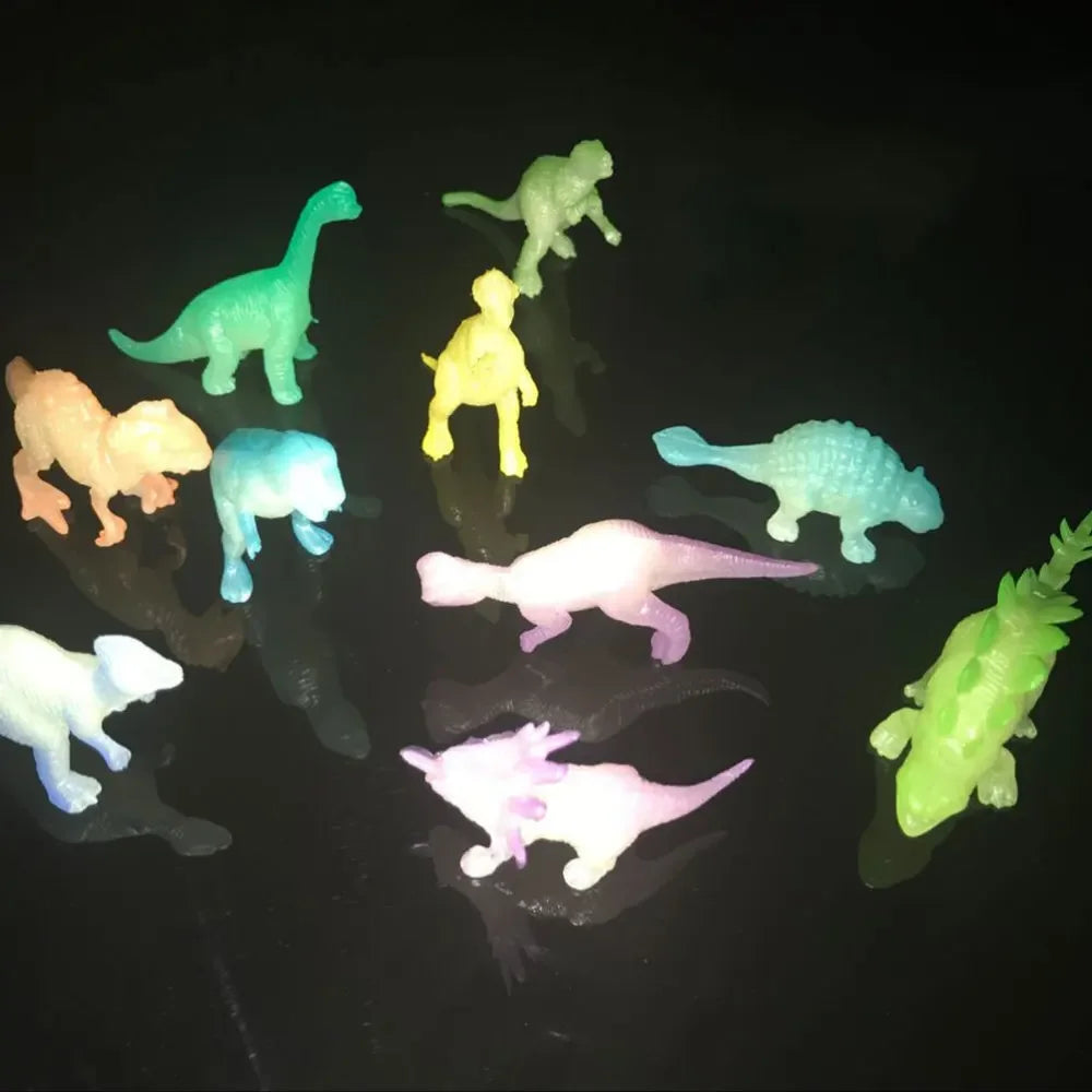 16Pcs Glow-in-the-Dark Mini Dinosaur Figure Toys Set
