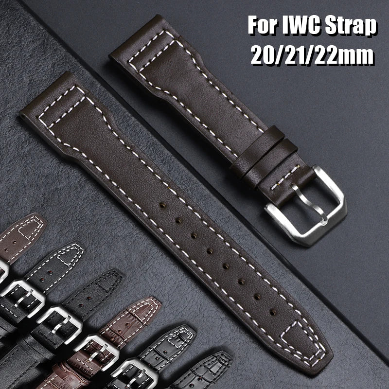 CowLost | product_id-genuine-cowhide-leather-watch-strap-for-iwc-pilot-20-22mm-pin-buckle-replacement |1