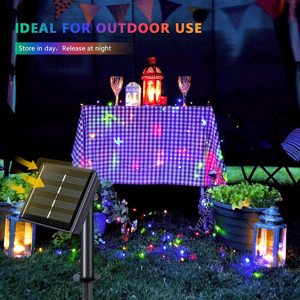 Solar Outdoor Fairy String Lights, 50-300 LED Copper Silver Wire, Waterproof, 8 Modes for Christmas & Wedding