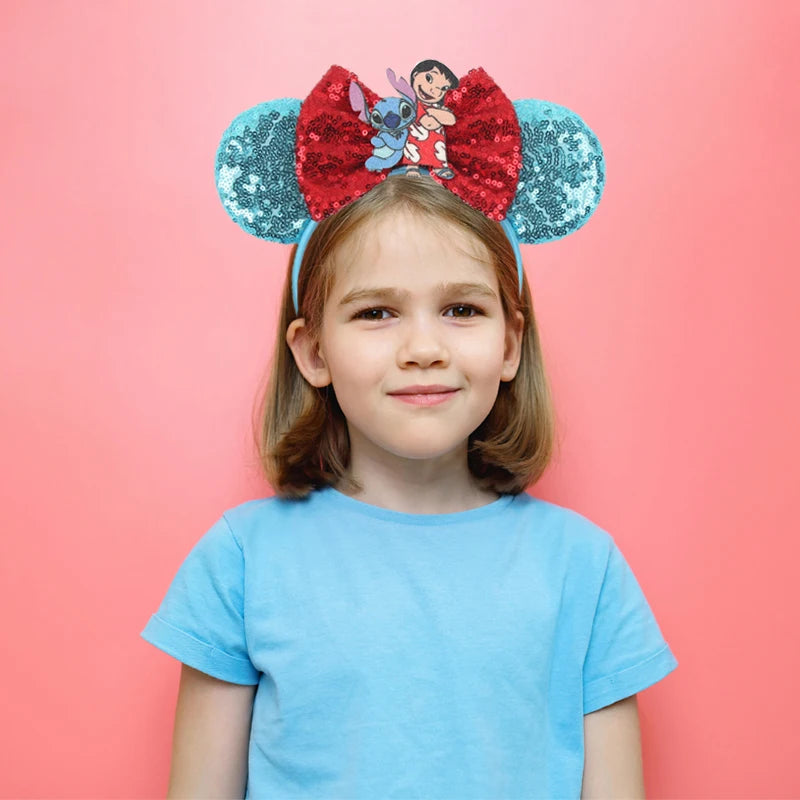 CowLost | cartoon-lilo-stitch-head-band-girls-sequins-bow-hairband |21