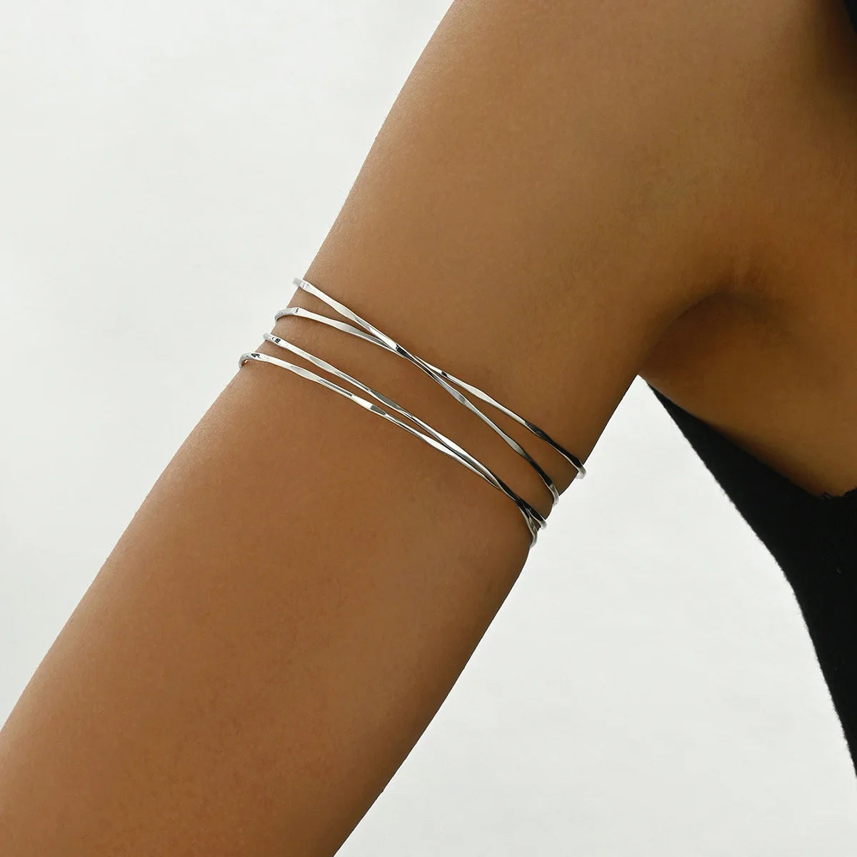 CowLost | bohemia-simple-adjustable-upper-arm-cuff-bracelet-for-women-starfish-pearl-zircon-leaf-star-moon-open-bangle |8