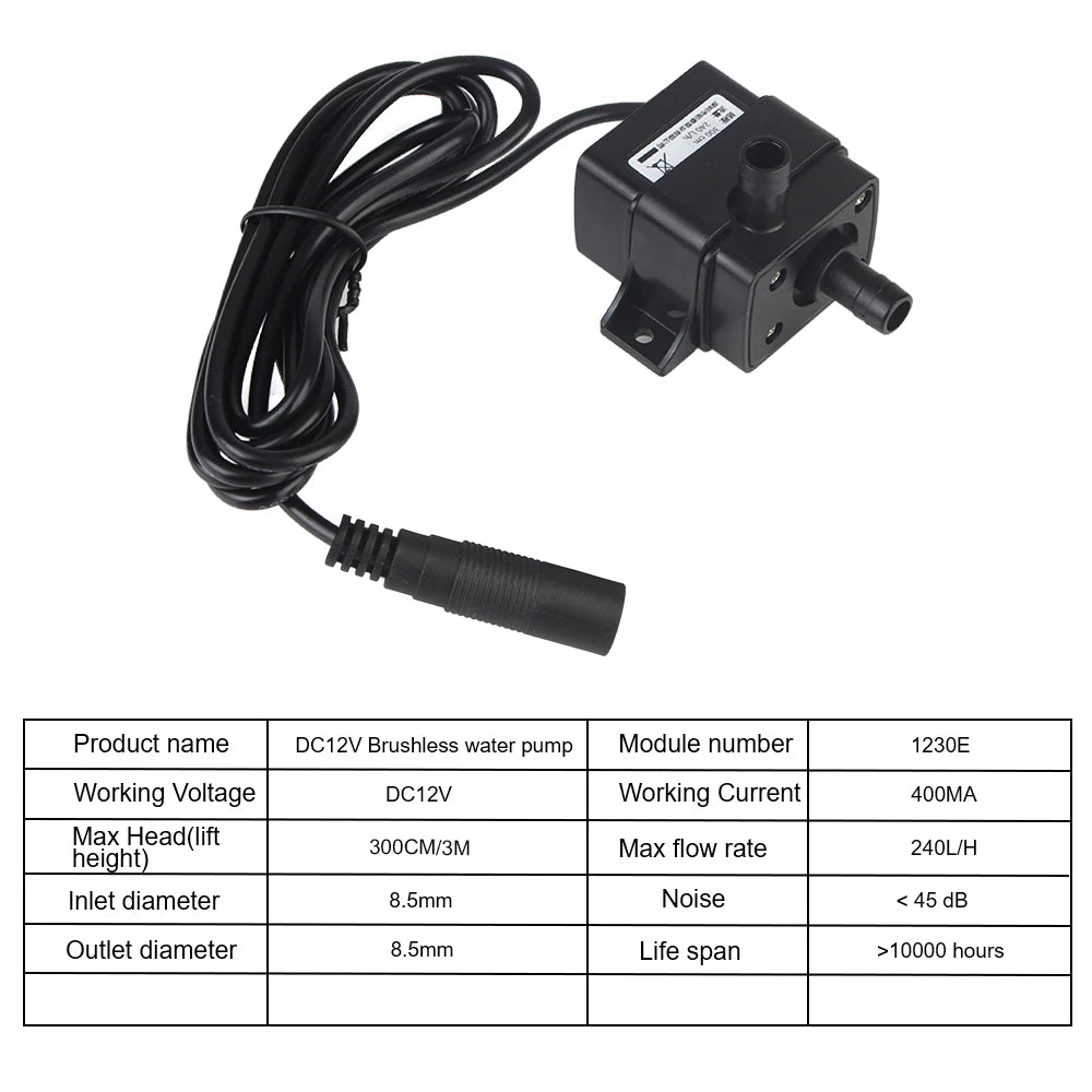 CowLost | product_id-dc12v-5v-usb-mini-brushless-submersible-water-pump-120l-h-for-garden-pond-fish-tank |6