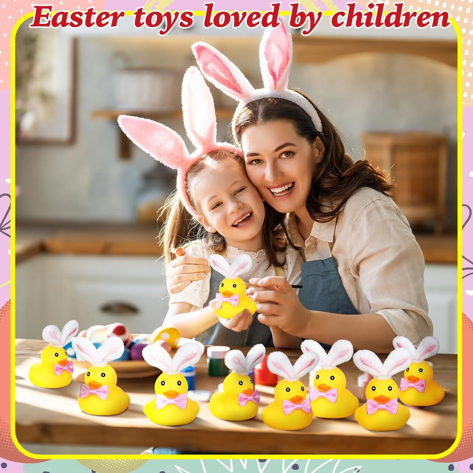 CowLost | product_id-easter-rubber-duck-set-with-plush-rabbit-ears-bow-6-12-24-36-pieces-bath-toys-holiday-decor |4