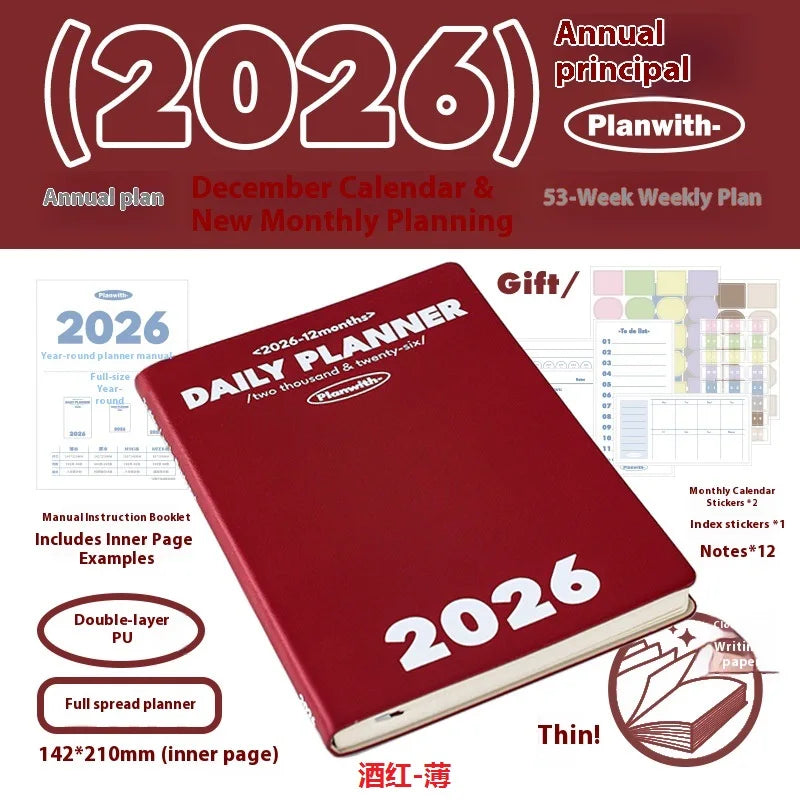 CowLost | product_id-planwith-2026-a5-planner-daily-weekly-monthly-agenda-notebook-with-multi-color-hard-cover |62