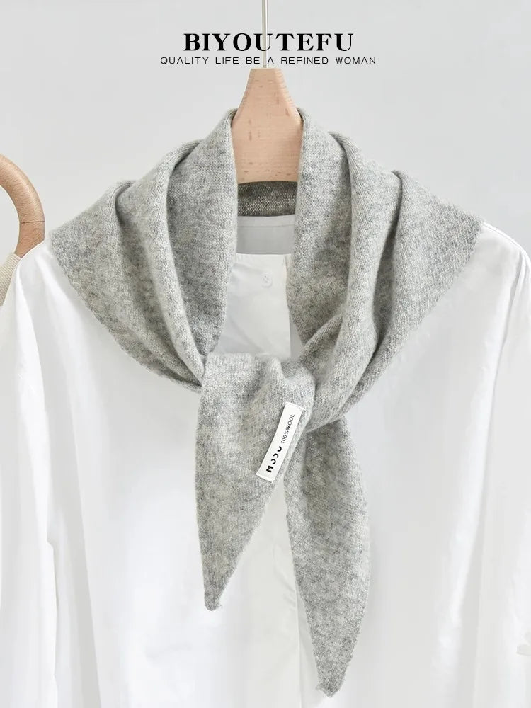 CowLost | australian-wool-knitted-triangle-scarf-shawl-womens-autumn-winter-warm-neck-protection-scarf |20