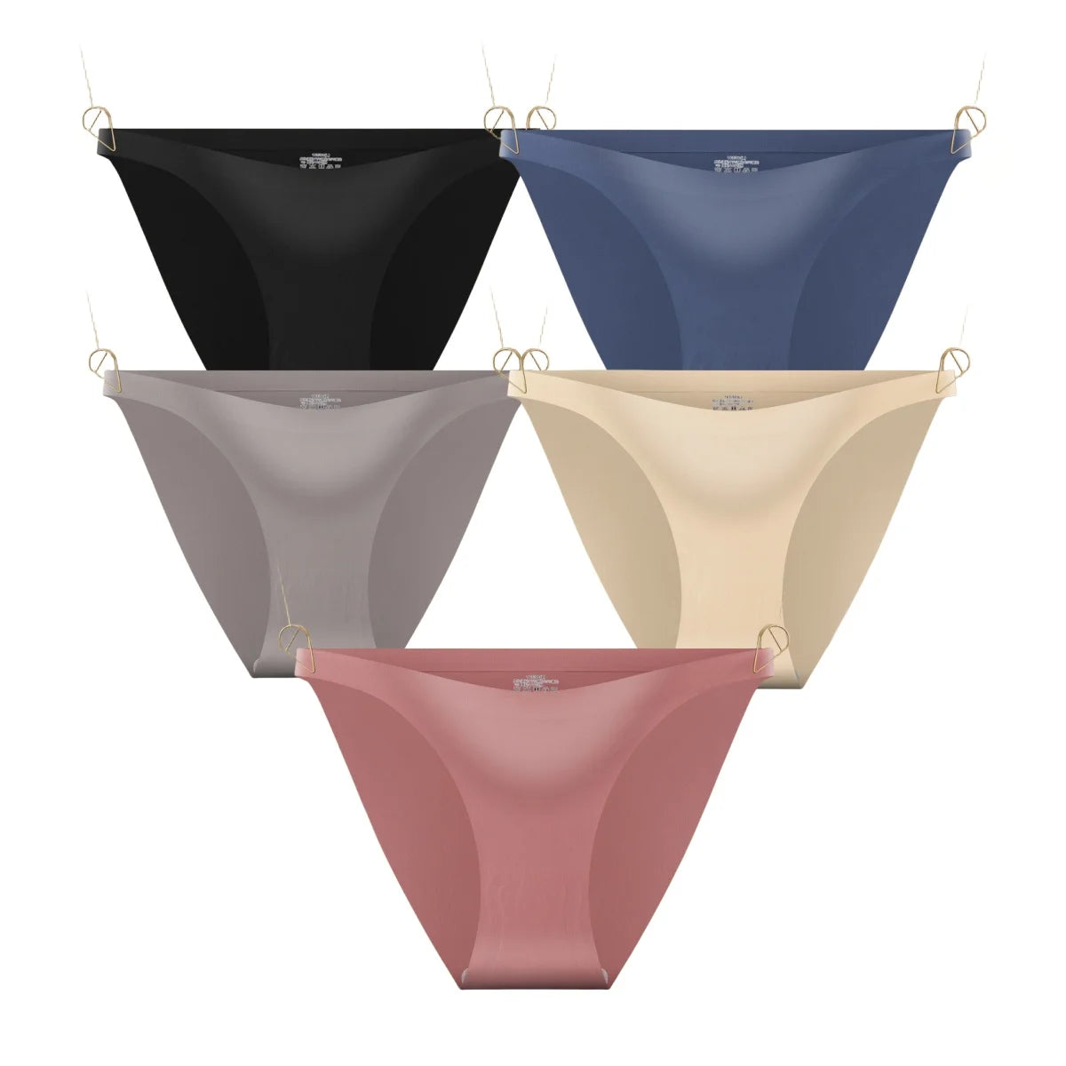 CowLost | product_id-5pcs-womens-seamless-low-waist-ultra-thin-ice-silk-briefs-solid-colors |14