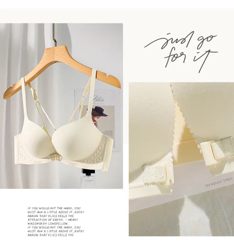 CowLost | sexy-front-button-beautiful-back-bra-for-women-with-small-breasts-seamless-flat-chest-side-breasts-no-steel-ring-large-bra |10