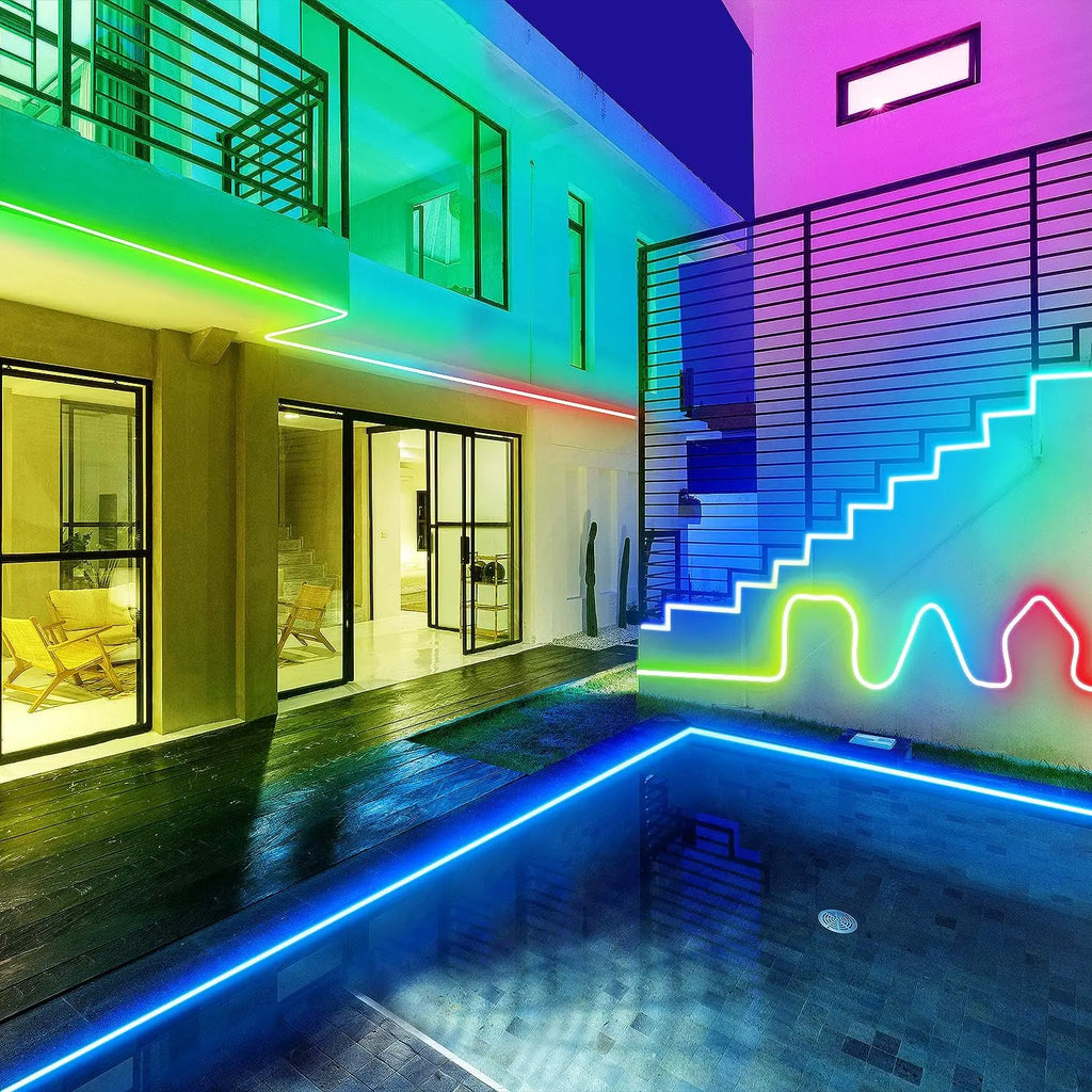 10M/5M 12V Neon RGB WIFI LED Strip Lights 108 LEDs/m Waterproof with Music Sync, Remote & App for Bedroom