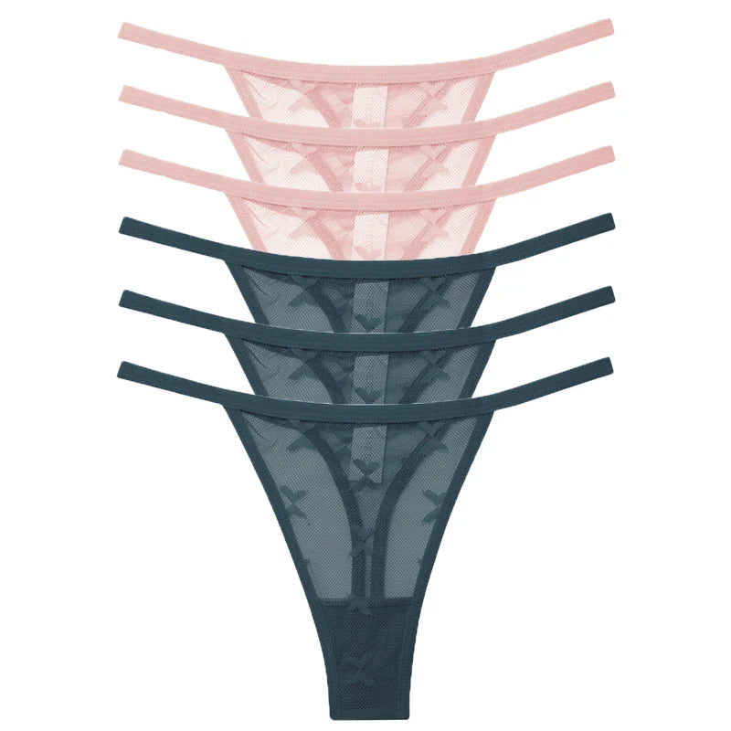 CowLost | activewear-pants-6pcs-women-transparent-mesh-thong-panties-g-string |40