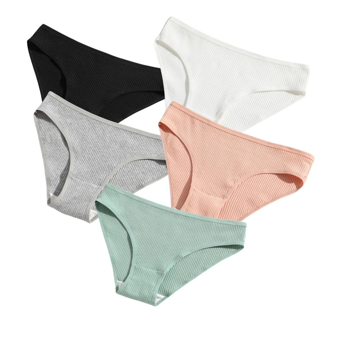 CowLost | product_id-5pcs-women-s-cotton-stretch-solid-color-briefs-soft-comfort-panties-s-xxl |14