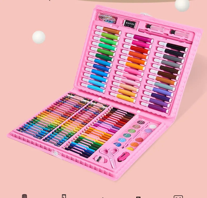 CowLost | product_id-42-208pcs-childrens-painting-brush-set-with-watercolor-pens-crayons-drawing-board-for-kids-art-supplies-gifts |9