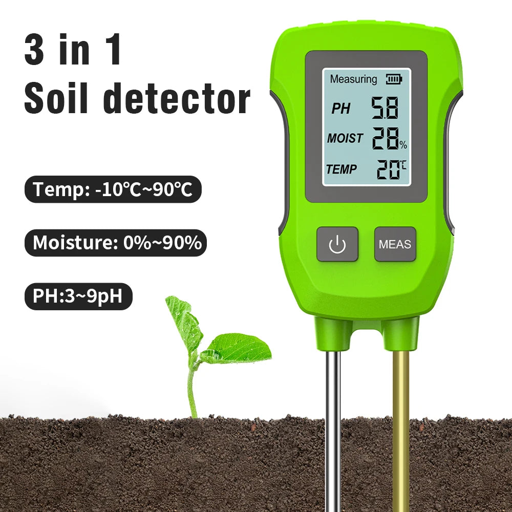 3-in-1 Digital Soil Tester PH Moisture Temperature Meter with LCD for Garden Plants
