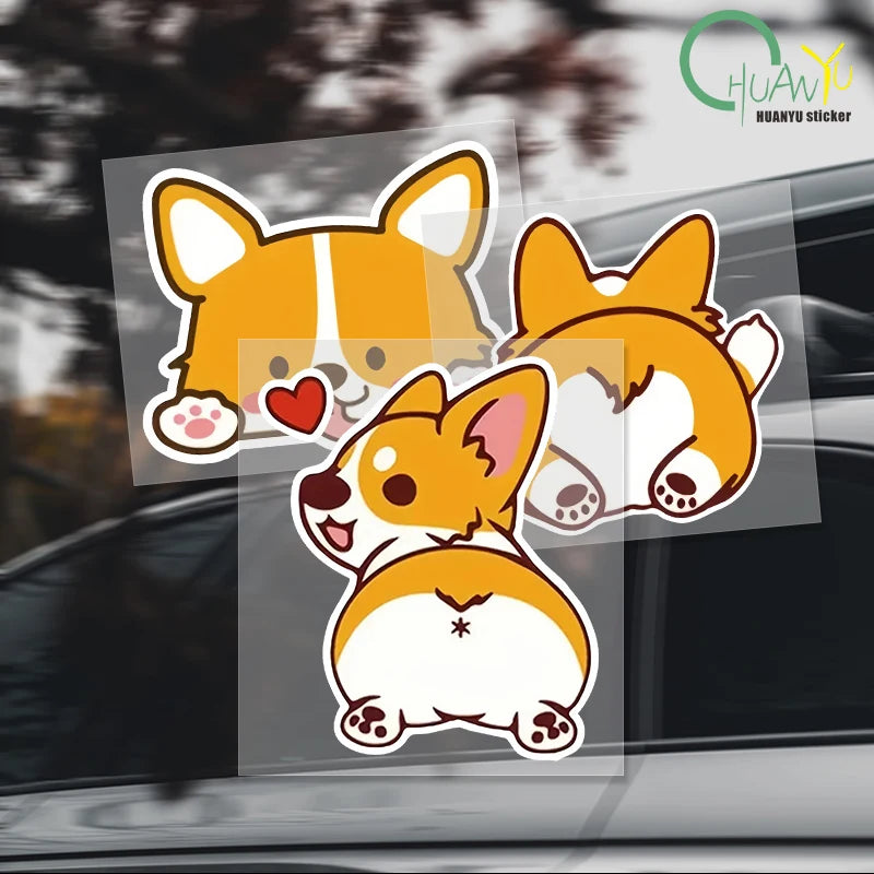 CowLost | car-cartoon-sticker-corgi |1