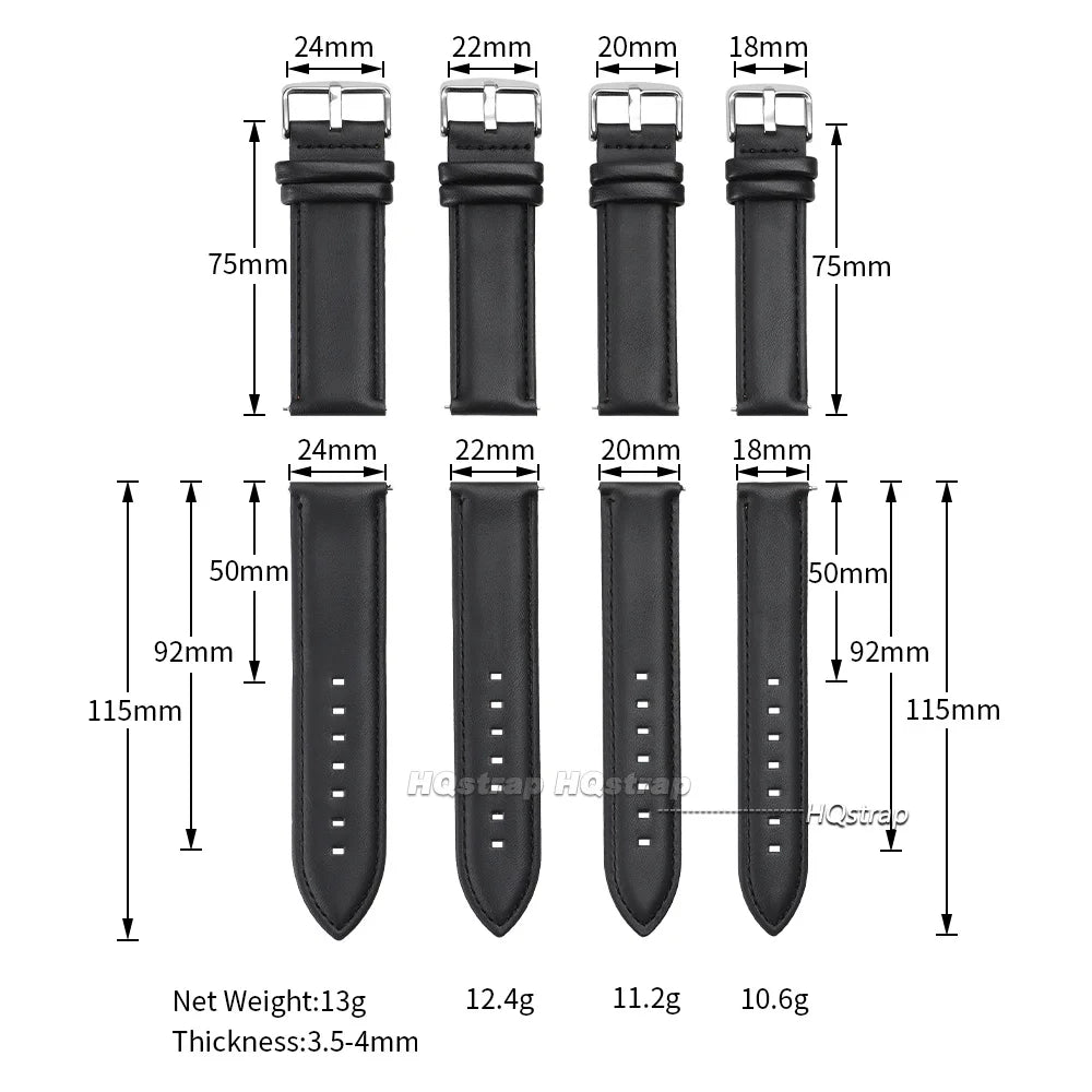 Vintage Leather Watchband 18-24mm Quick Release Pin Buckle for Seiko Unisex