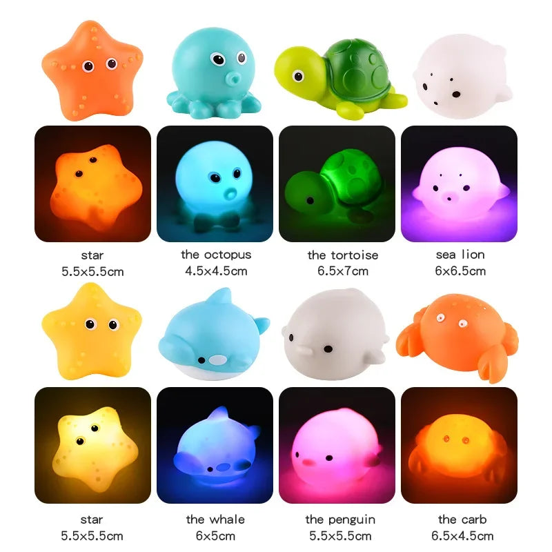 LED Light Up Floating Frog Bath Toy for Kids - Soft Rubber Swimming Toy