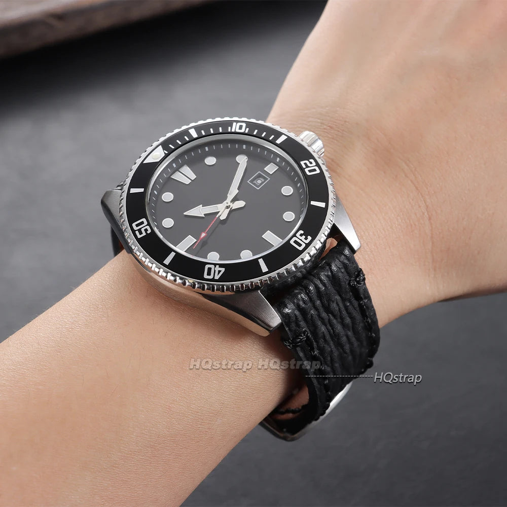 Handmade Vintage Leather Watchband 18-22mm for Seiko Panerai Snake Shark Skin Pattern Cowhide