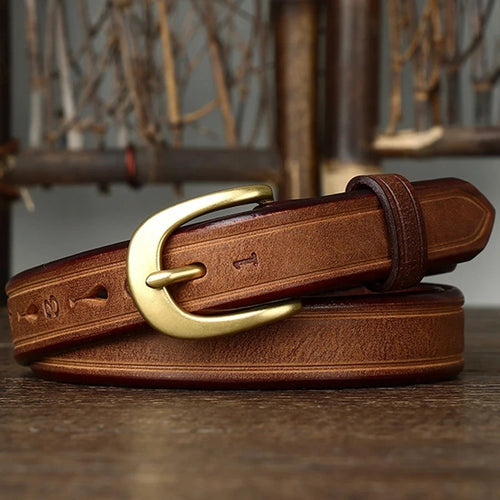CowLost | 2-4cm-width-copper-buckle-cowskin-genuine-leather-belts-for-women |1