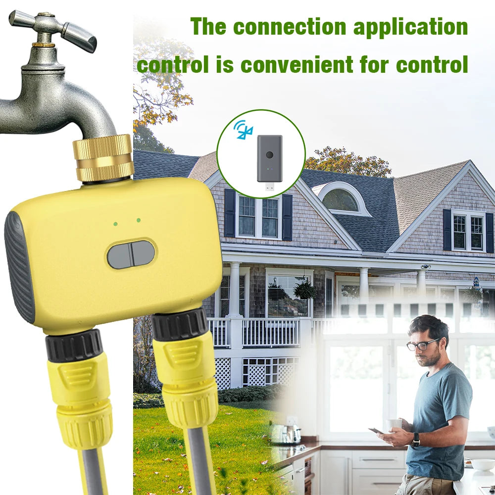 Bluetooth 2-Zone WiFi Sprinkler Timer IP55 Waterproof Garden Irrigation Controller 3/4" Faucet Timer