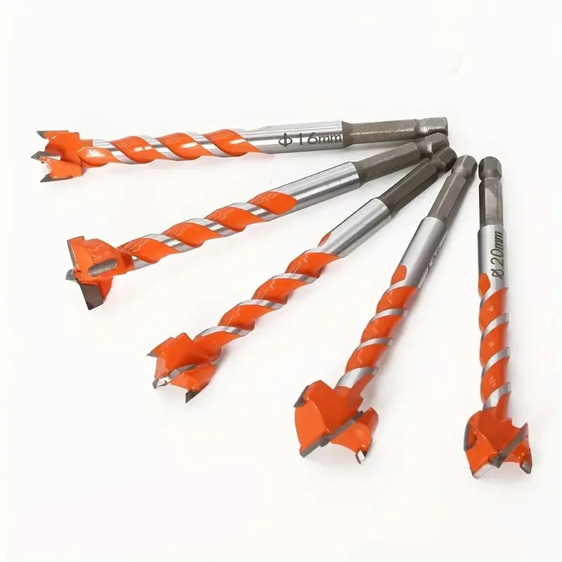 CowLost | 5pcs-16-25mm-alloy-thread-lengthened-hexagonal-handle-woodworking-hole-opener-wind-batch-wooden-door-lock-plank-drilling-drill |2