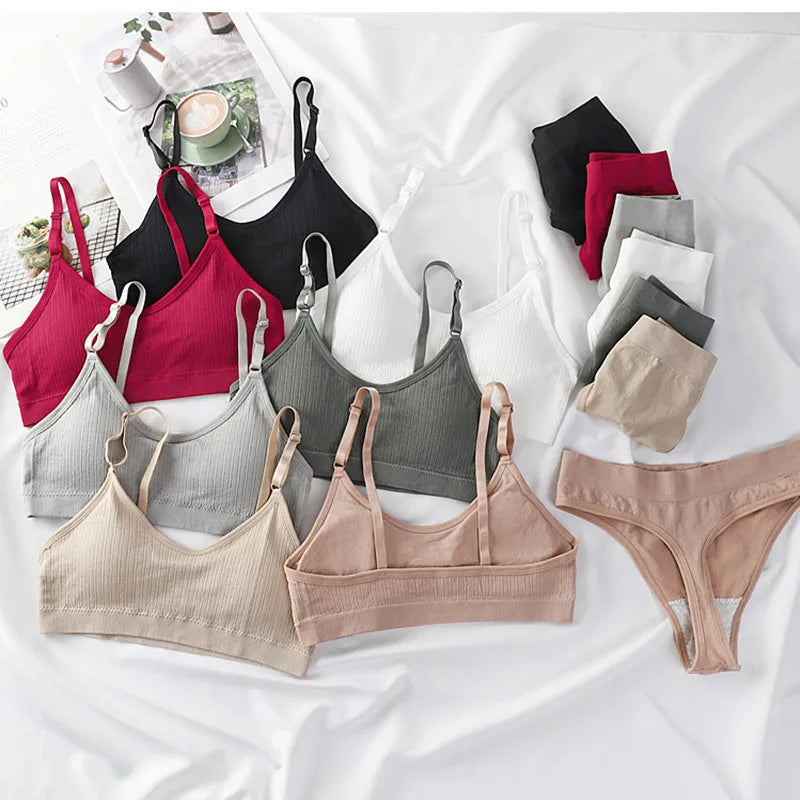 CowLost | product_id-women-seamless-wire-free-push-up-bra-high-waist-thong-set |1