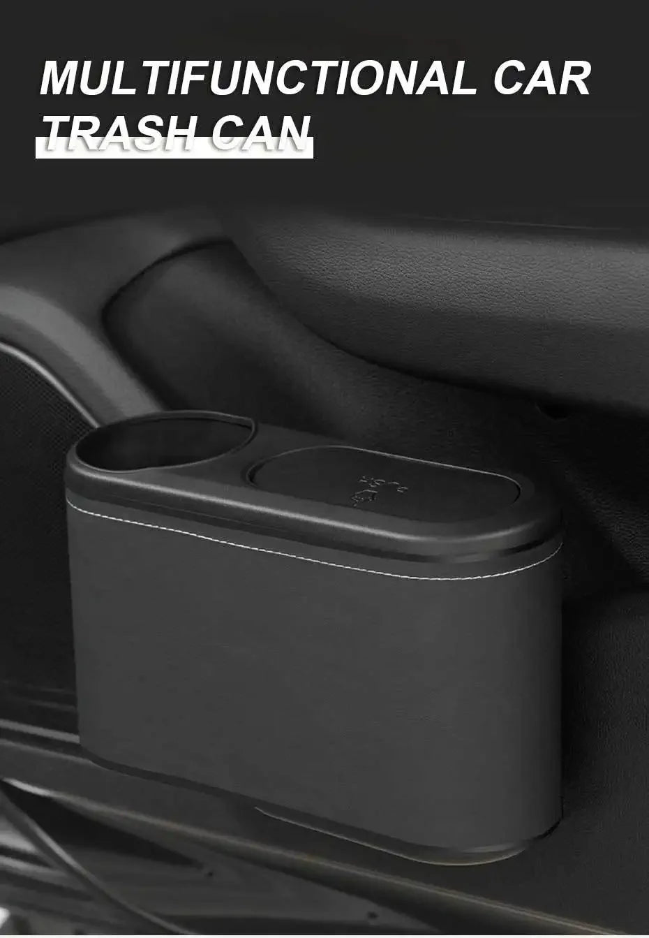 CowLost | can-organizers-product_id-car-rear-row-hanging-trash-can-with-abs-pressing-lid-and-drink-holder-universal-organizer |7