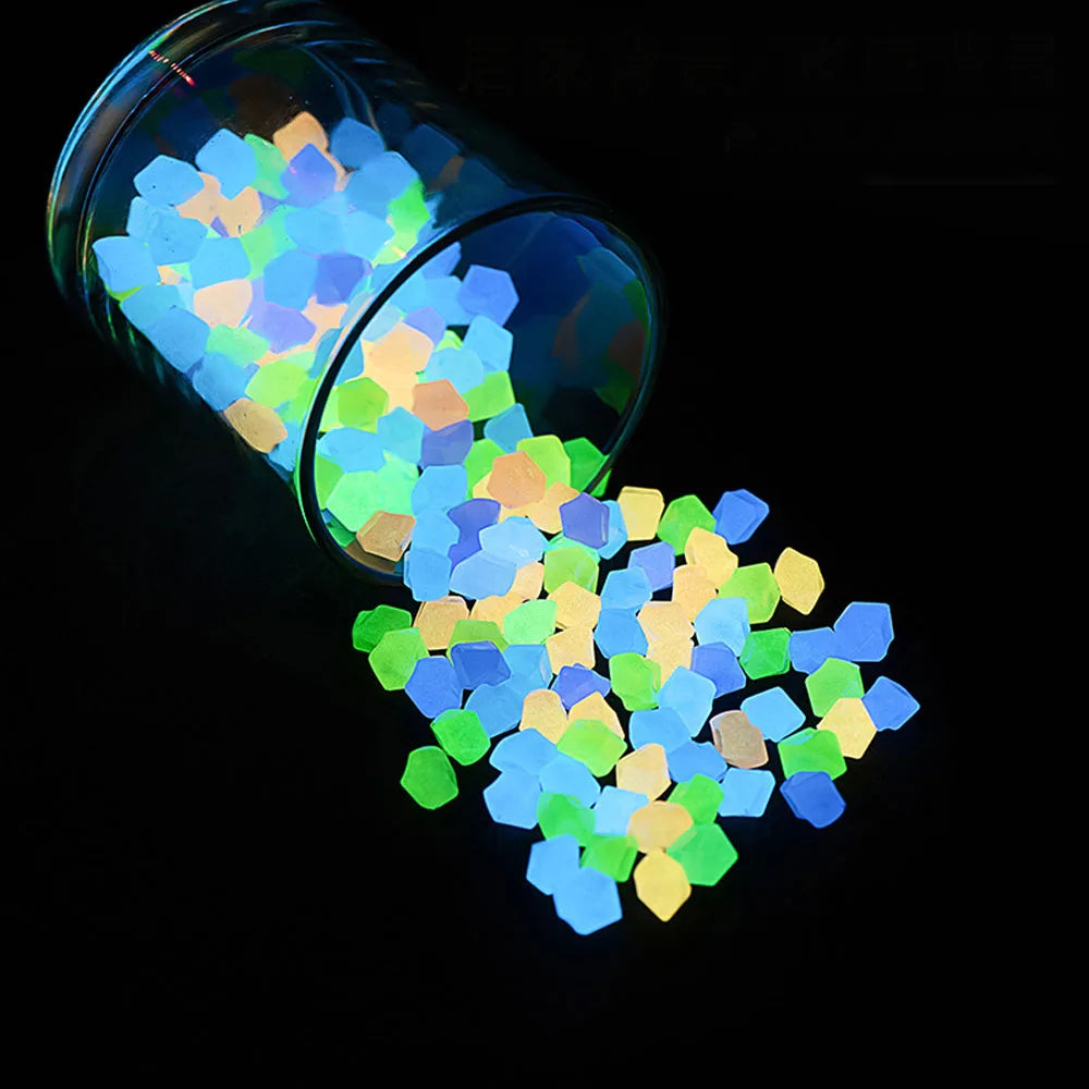100pcs 14x11mm Dark Pebbles Glow Fish Garden Stone Aquarium Decoration