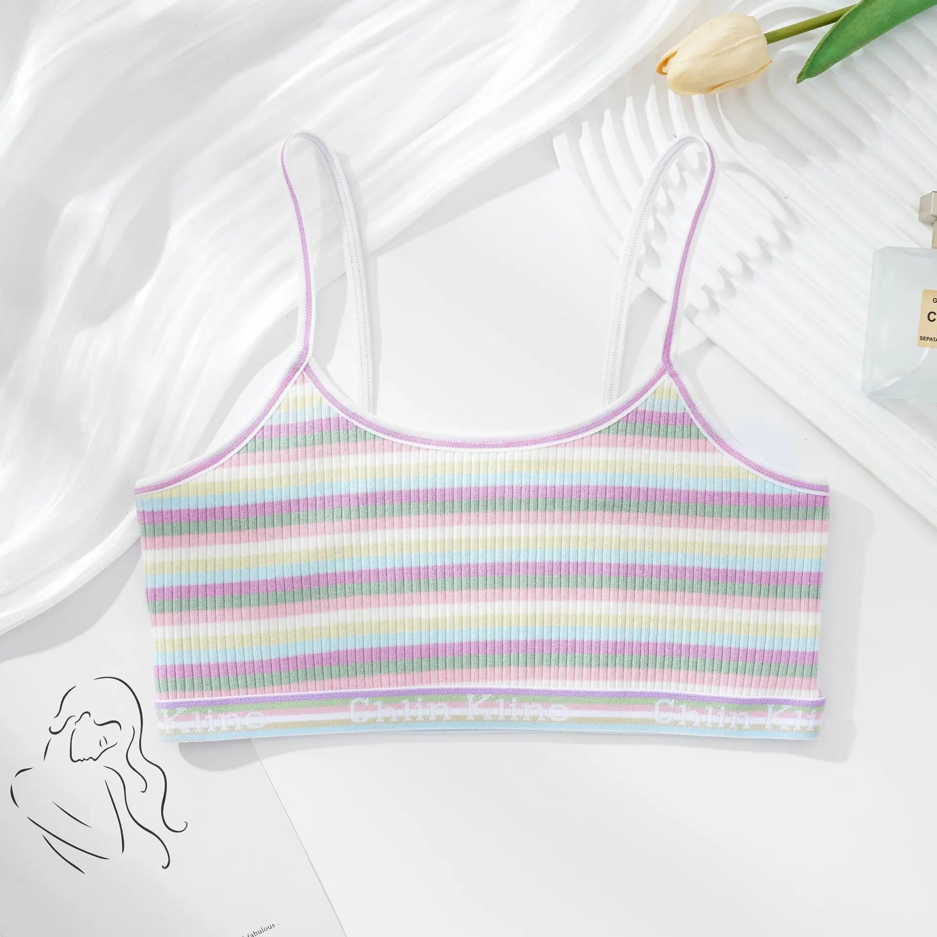 CowLost | product_id-women-s-cotton-thin-striped-wireless-breathable-no-pad-bralette |14