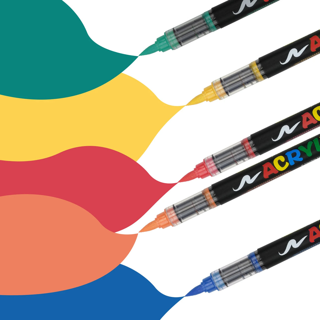 CowLost | markers-product_id-soft-brush-tip-acrylic-paint-pen-waterproof-high-saturation-automatic-ink-control-for-wood-metal-plastic-canvas-fabric |2