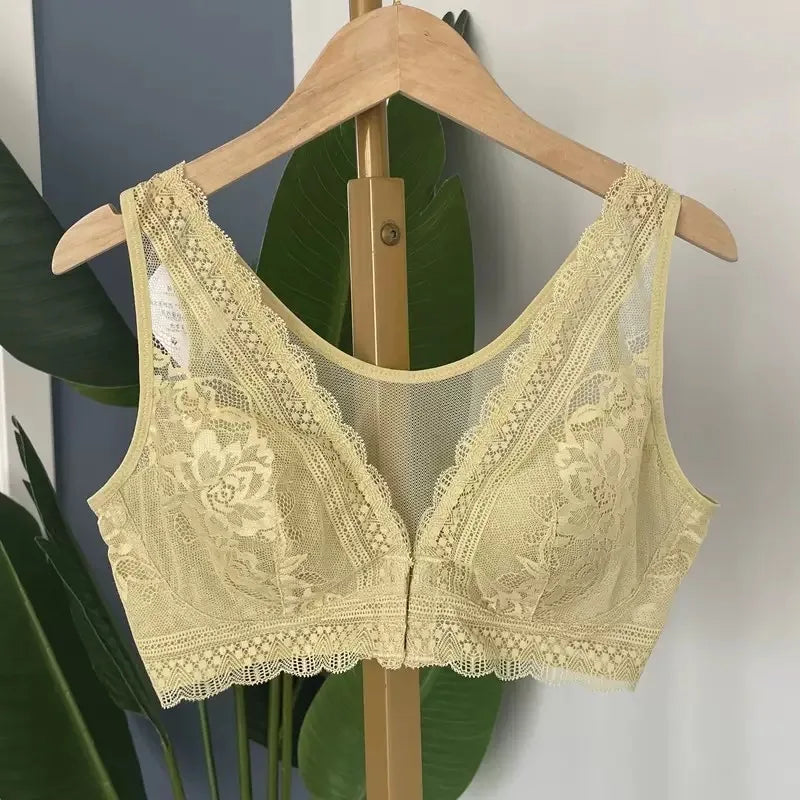CowLost | womens-large-size-bra-with-front-buckle-lace-rabbit-ears-vest-style-underwear-for-full-chest-thin-figure-new-fashion-trend |12