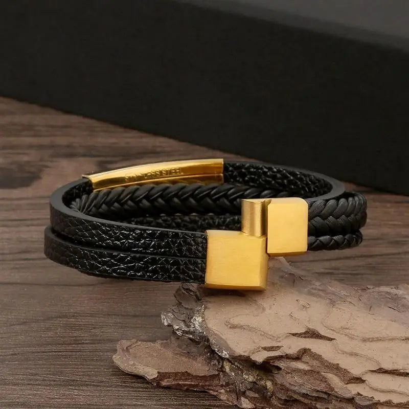 CowLost | jiayiqi-punk-beads-charm-men-bracelet-stainless-steel-magnetic-clasp-braided-mutilayer |3