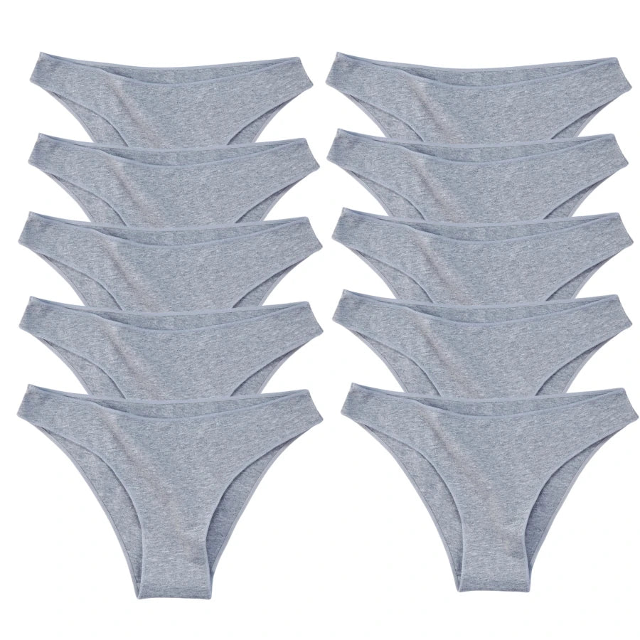 CowLost | product_id-10pcs-women-s-low-rise-seamless-cotton-briefs-solid-color-panties-m-xxl |23