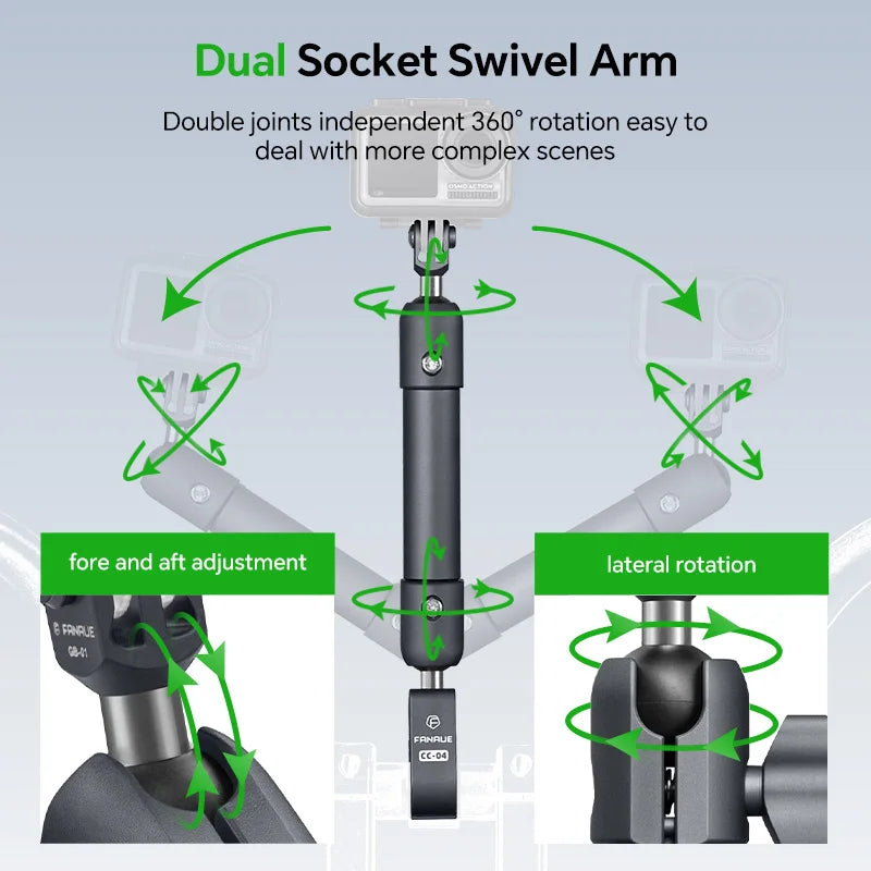 CowLost | product_id-fanaue-25mm-ball-head-double-joint-aluminum-alloy-motorcycle-sports-camera-bracket |3