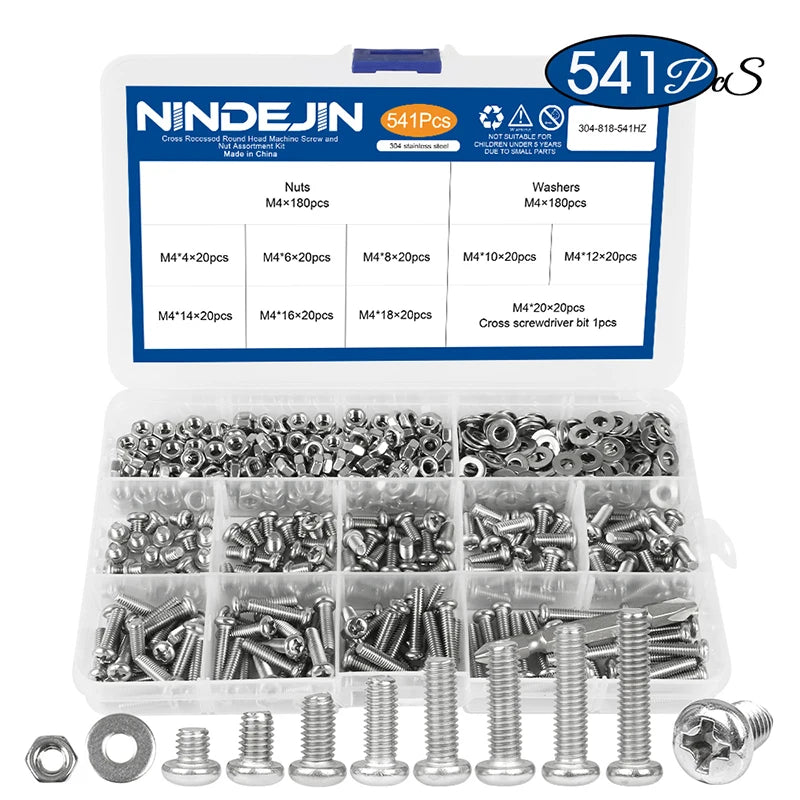 CowLost | nindejin-541-721pcs-cross-round-head-screw-assortment-kit |15