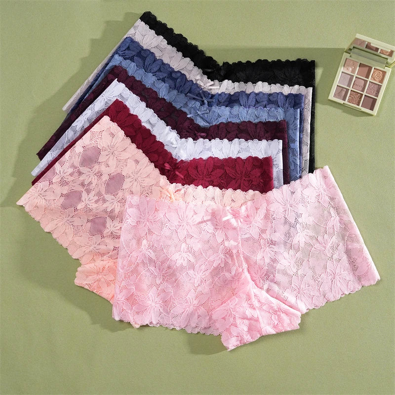 CowLost | activewear-pants-4pcs-womens-low-waist-lace-boyshorts-underwear |8