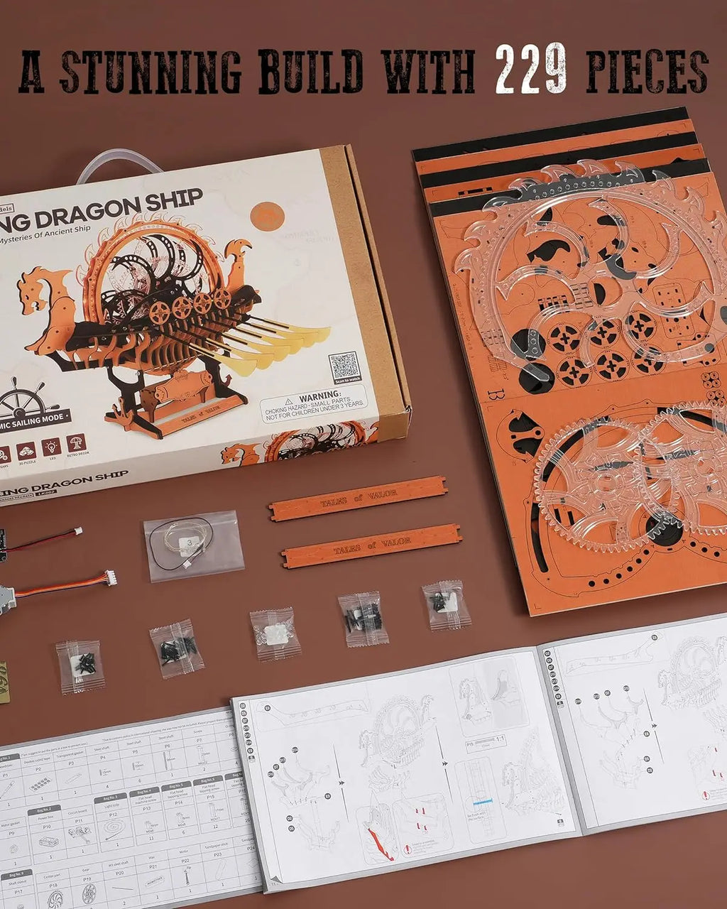 CowLost | fencing-barriers-robotime-viking-dragon-ship-3d-wooden-mechanical-puzzle-229-pieces |2