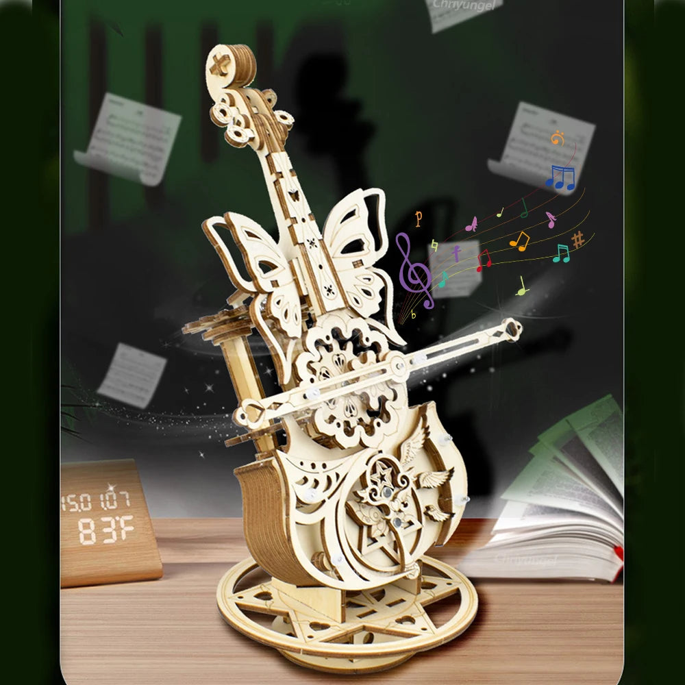 CowLost | 3d-puzzle-wooden-cello-model-diy-assembly-violin-music-box-building-kits-home-living-room-decor-crafts-gift-for-adults-kids |9