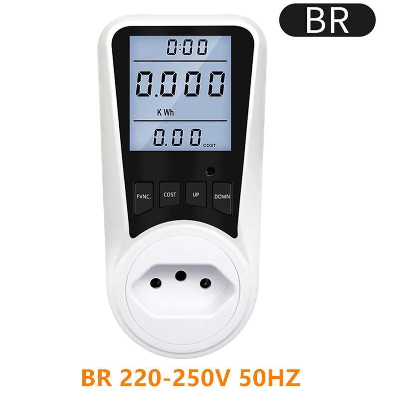 Digital AC Power Wattmeter 110V-220V Energy Consumption Meter with EU, US, UK, AU, BR, FR, IT, TH Plug Options