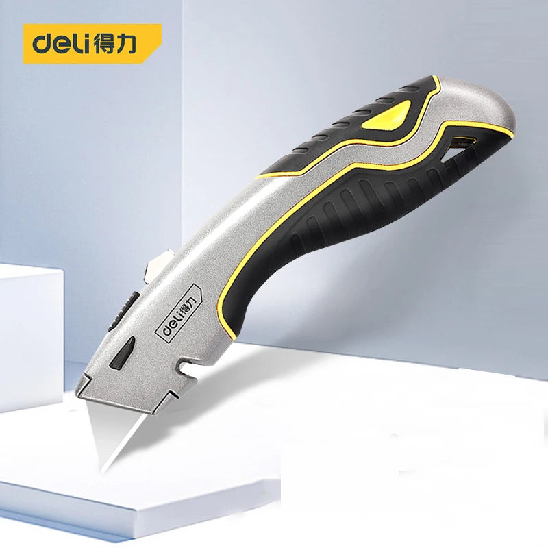 CowLost | product_id-deli-zinc-alloy-retractable-box-cutter-utility-knife-professional-stationery-tool |1