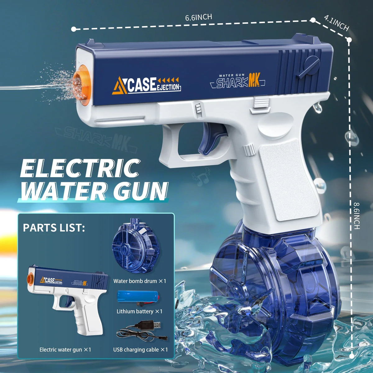 Portable Automatic Electric Burst Water Gun Toy for Kids Outdoor Play
